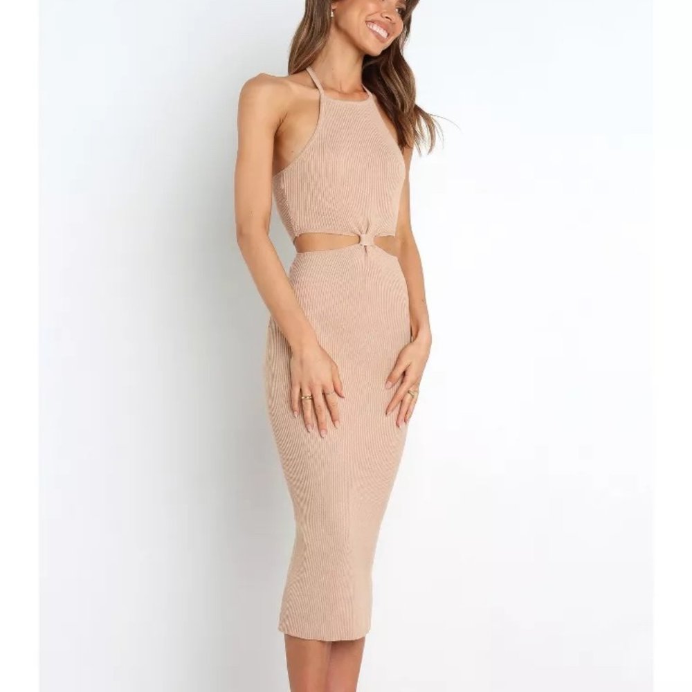 Petal & Pup | Yareli Cut Out Dress in Beige